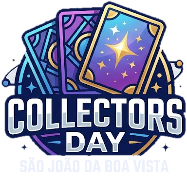 Logo do Collectors Day São João da Boa Vista: cartas colecionáveis em leque com uma estrela dourada brilhando
